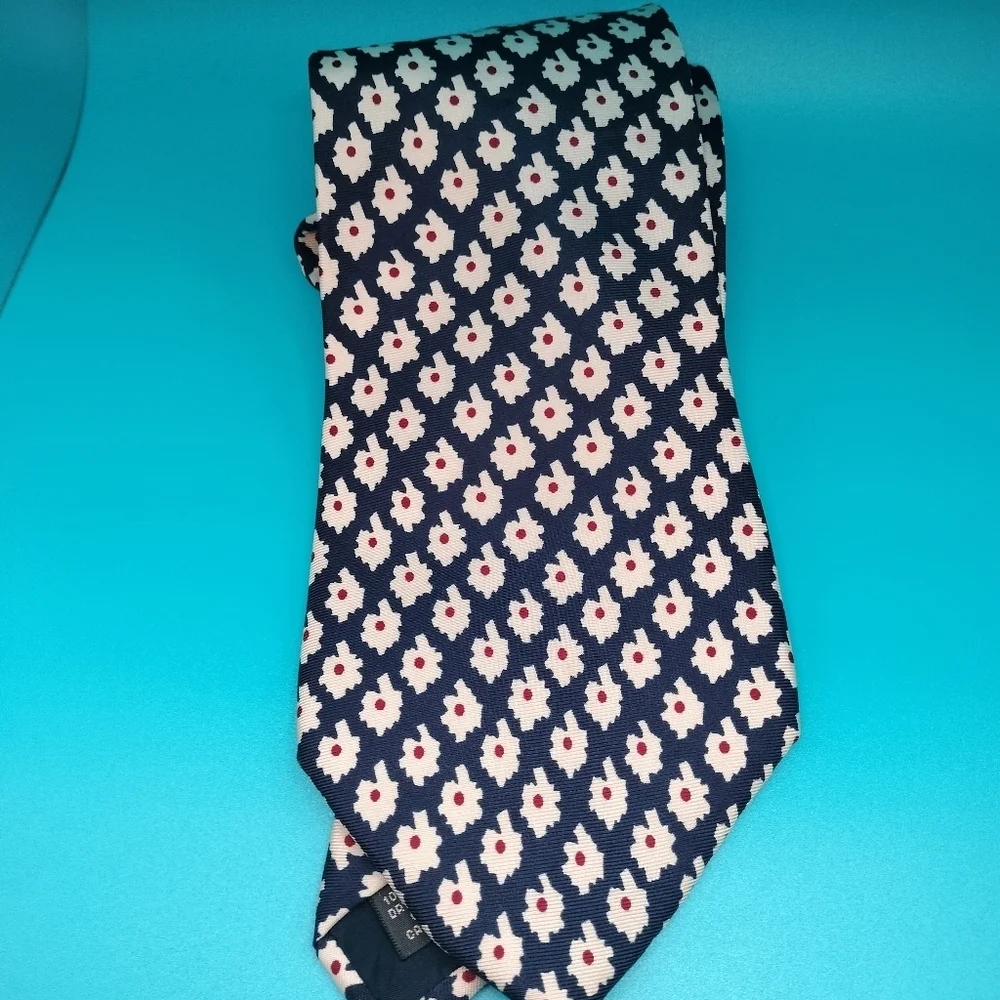 Banana Republic Navy Floral Abstract Men's Silk Tie Made in Italy Formal Classic